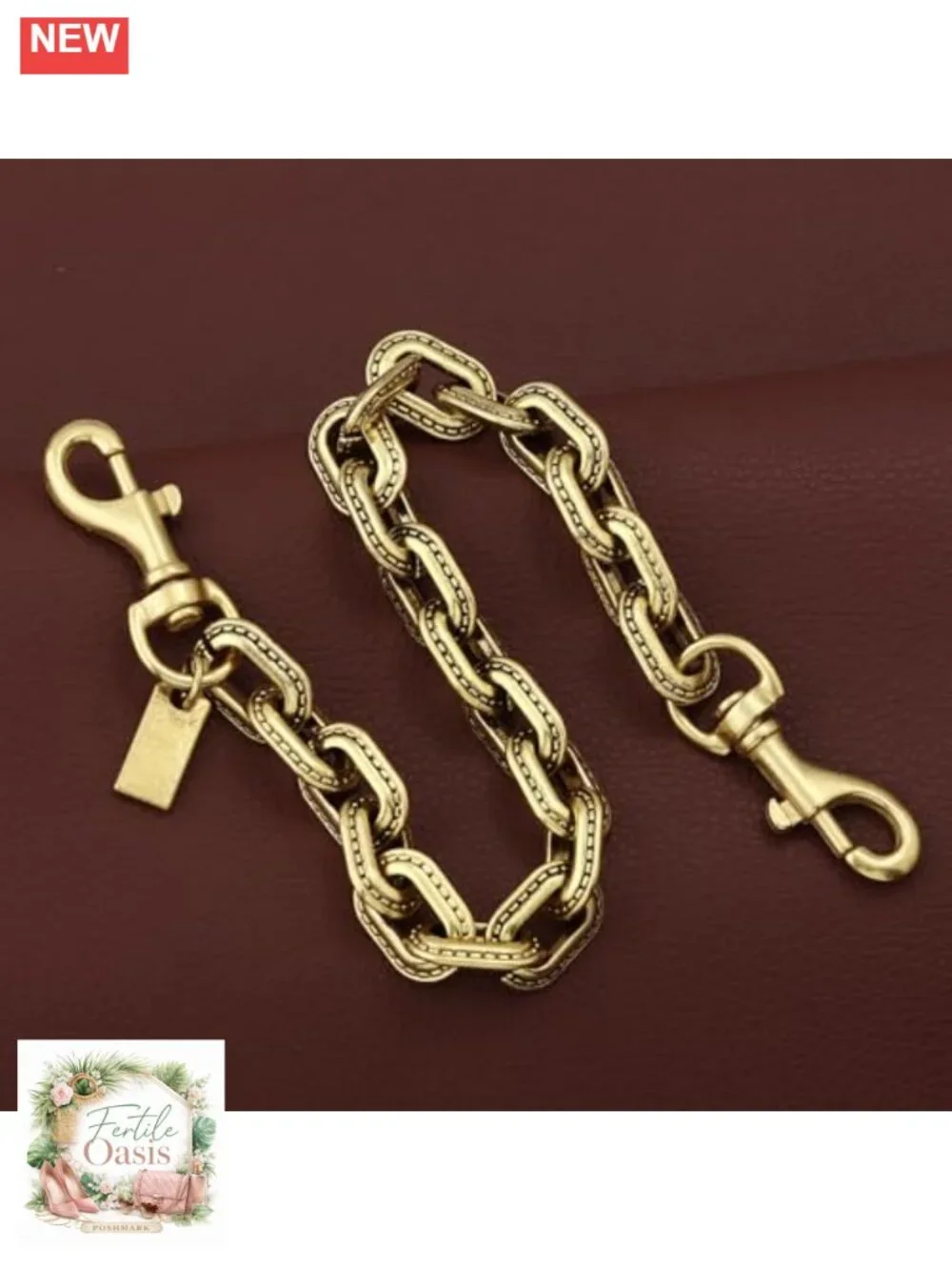 Chunky Link Chain Bag Charm Purse Extender with Snap Hooks